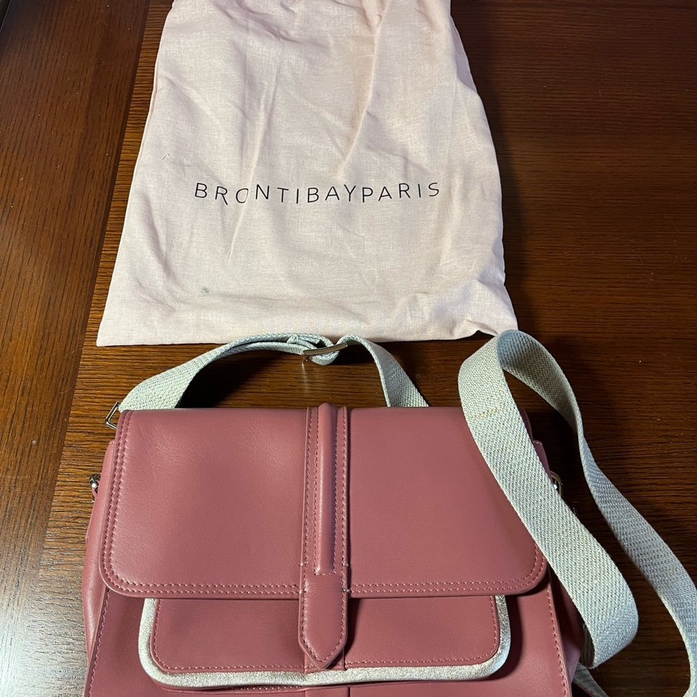 Brontibay Paris Elegant Pink Crossbody Bag w Adjustable Strap